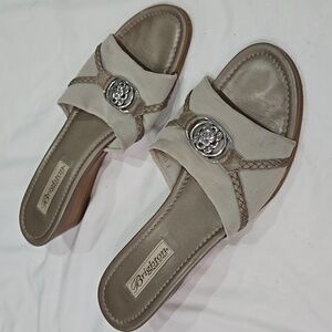 Brighton Lilian Womens Size 10 Wedge Sandals Silver Taupe Mesh